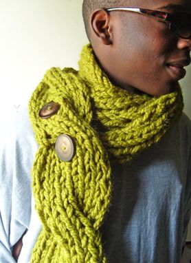 Handknit, Chunky, Oversized Scarf, Yellow, Winter, Scarf, Fall