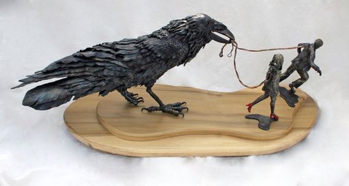 Custom Made Sculpture, Raven With Figures.