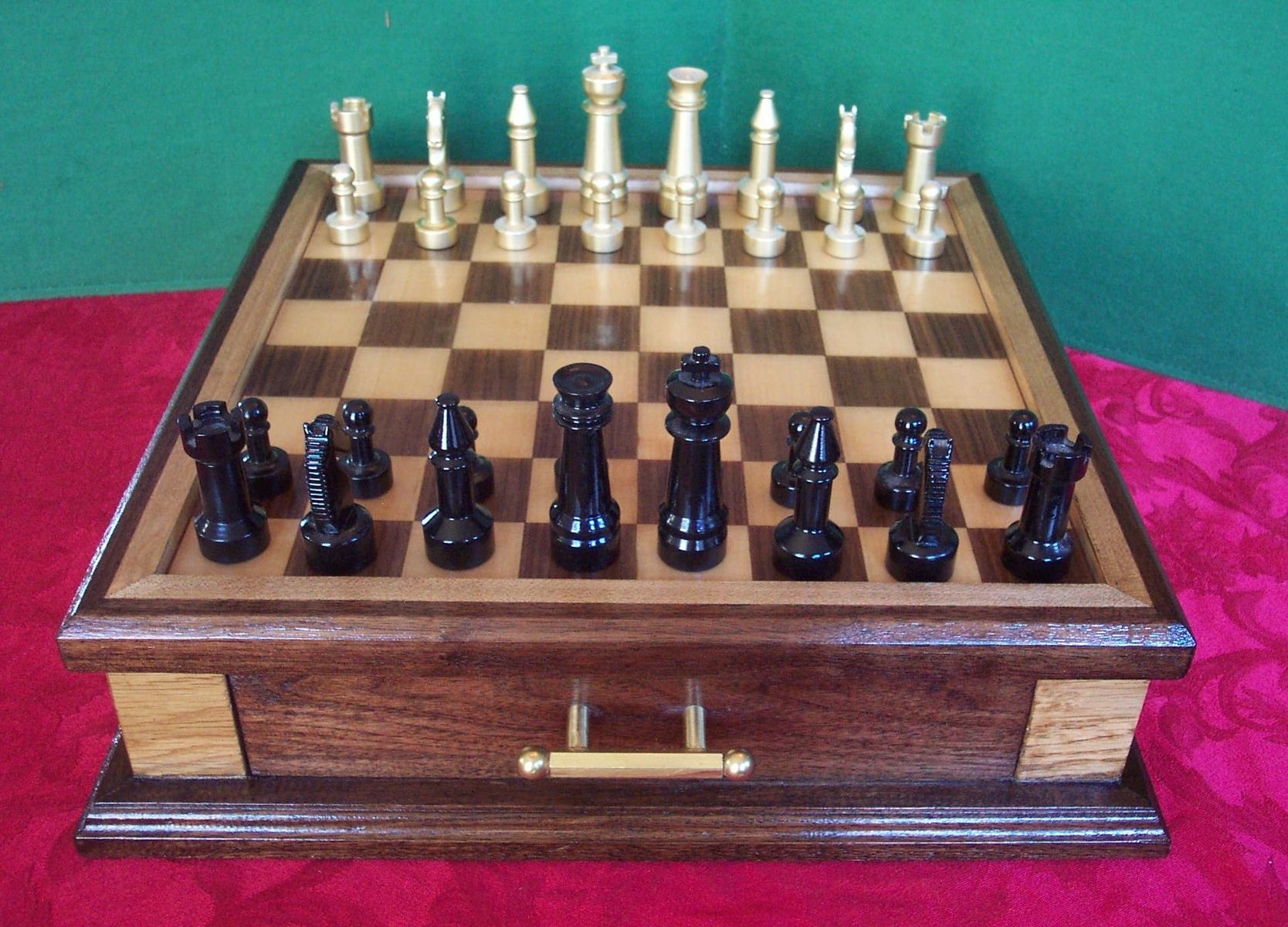 Hand Crafted Custom Chess Set In Walnut, Maple, And Steel by Woodward