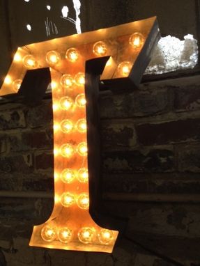 Custom Made Metal Letter Sign Light Fixture Rust Industrial For One 20" Tall Letter