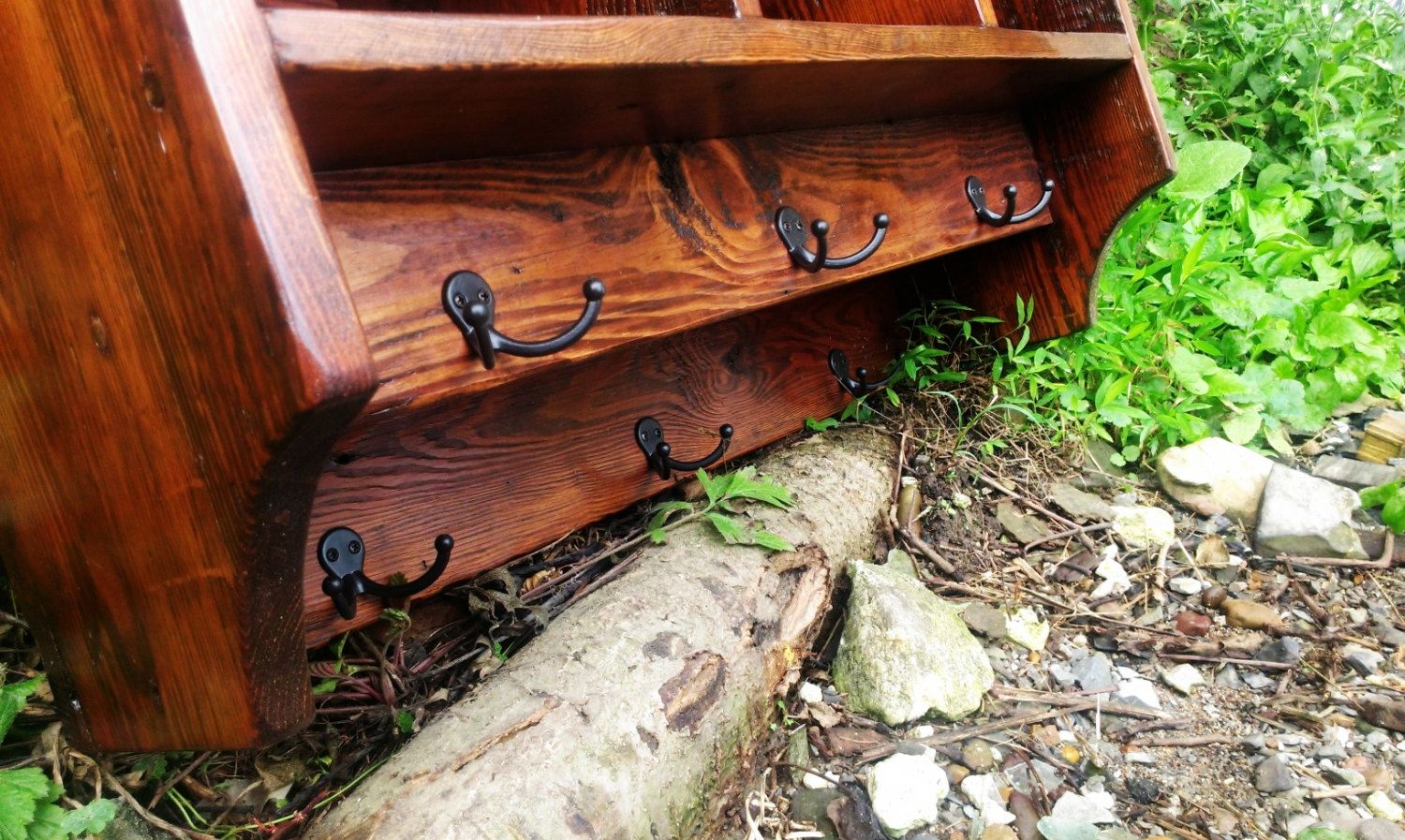 Buy Hand Made Reclaimed Pine Cubby Coat Rack With A Double Row Of Hooks