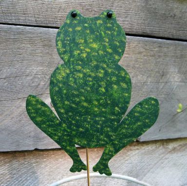 Custom Made Handmade Upcycled Metal Frog Garden Stake