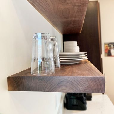 Custom Made Walnut Floating Shelf Heavy Duty Single Slab