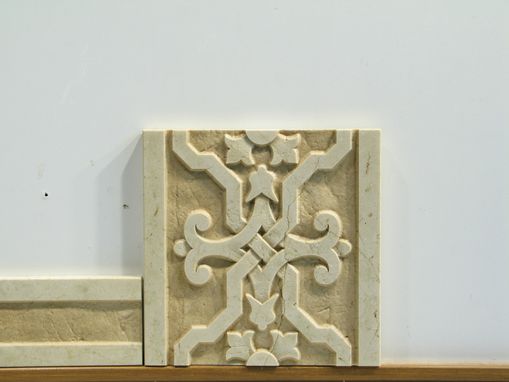 Custom Made Carved Marble Tile Fireplace Surround