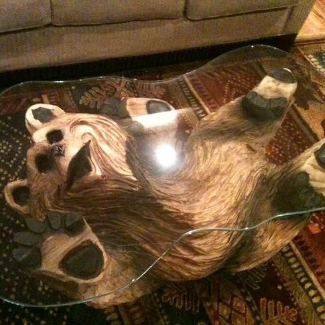 Handmade Table With Bear Base By Rustic Arts Custommade