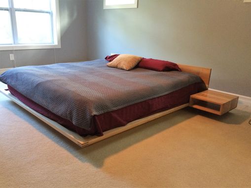 Custom Made Maple Platform Bed With Floating Nightstands