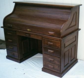 Custom Made Walnut Roll Top Desk, Amish Style, County Classic