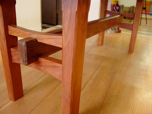 hand crafted redwood table with japanese joinery by