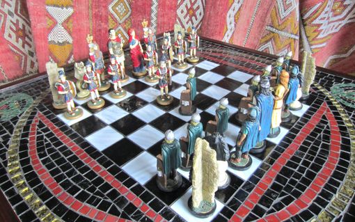 Custom Made Chess Board Made With Art Glass Mosaic