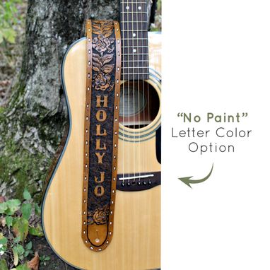 Custom Made Personalized Western Rose Leather Guitar Strap