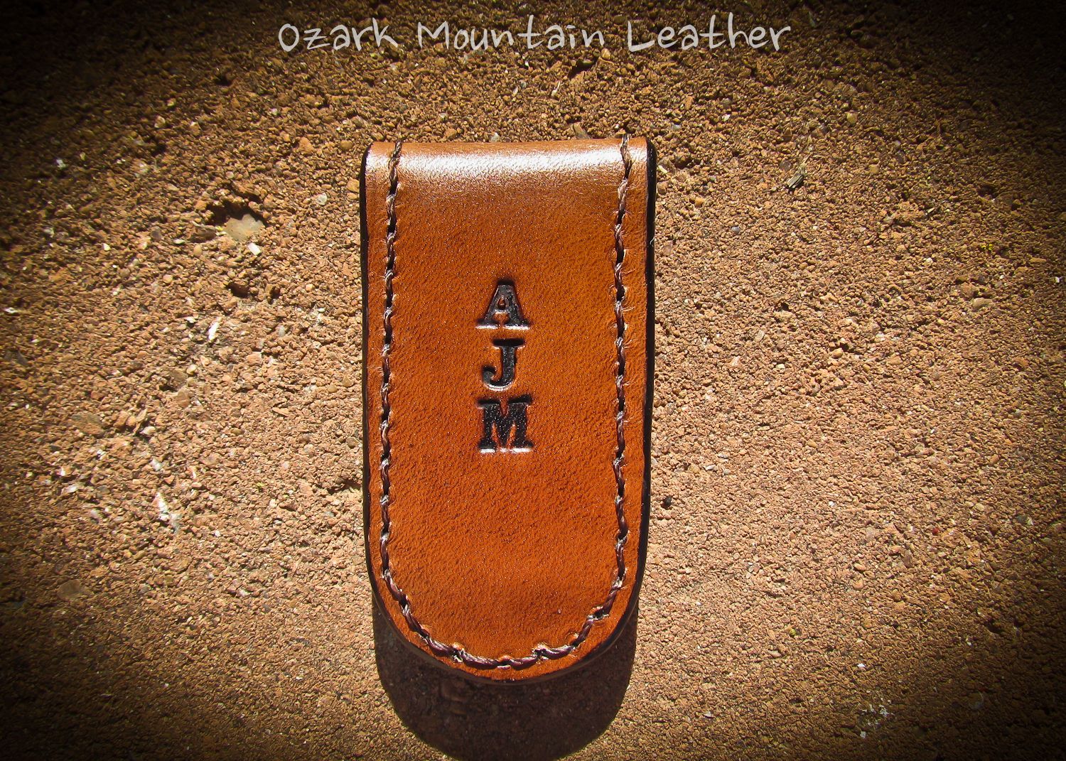 Personalized Studded Leather Money Clip and Card Holder