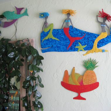 Custom Made Art Sculpture - Tropical Fruit - Reclaimed Metal Kitchen Wall Art 17 X 17