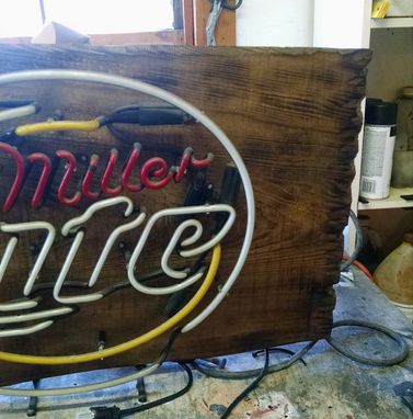 Custom Made Miller Light Beer Sign One Of A Kind On Cypress Wood!