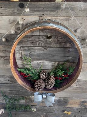 Custom Made Wine Barrel Wall Door Hanger Holiday Wreath - Vairaa - Retired Ca Wine Barrel