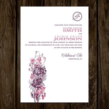 Custom Made Floral Monogram Wedding Invitations