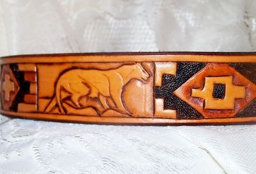 Custom Made Hand Tooled Leather Belt 1-1/4" "Cougar" Design