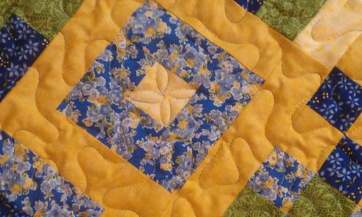 Custom Made Blue And Yellow Floral Wall Hanging