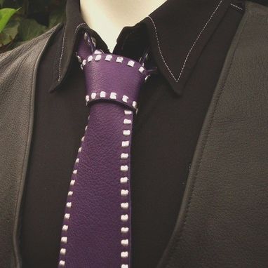 Custom Made Leather Necktie | Purple Leather Tie