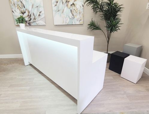 Custom Made Aquamarine Reception Desk, Reception Counter, Spa Front Desk, Office Furniture, Modern Design