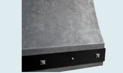Custom Made Zinc Range Hood With Blackened Steel Strap