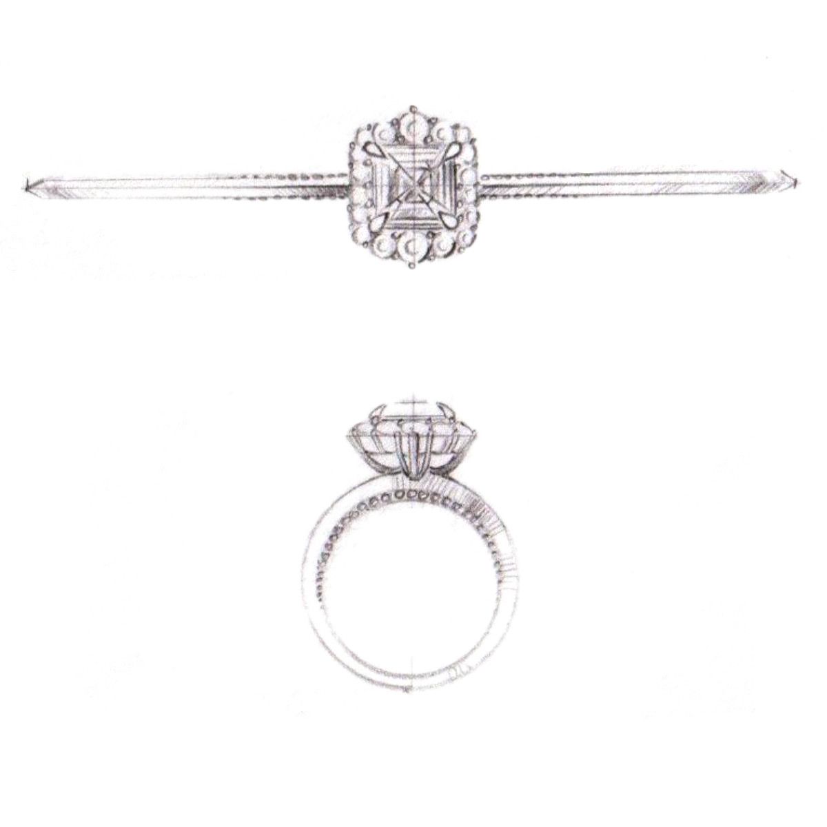 Asscher cut center stone engagement ring designs | CustomMade.com