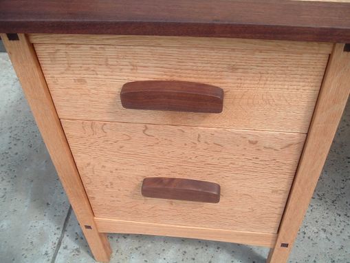 Custom Made "Craftsman Desk" In Quarter-Sawn Red Oak And Walnut