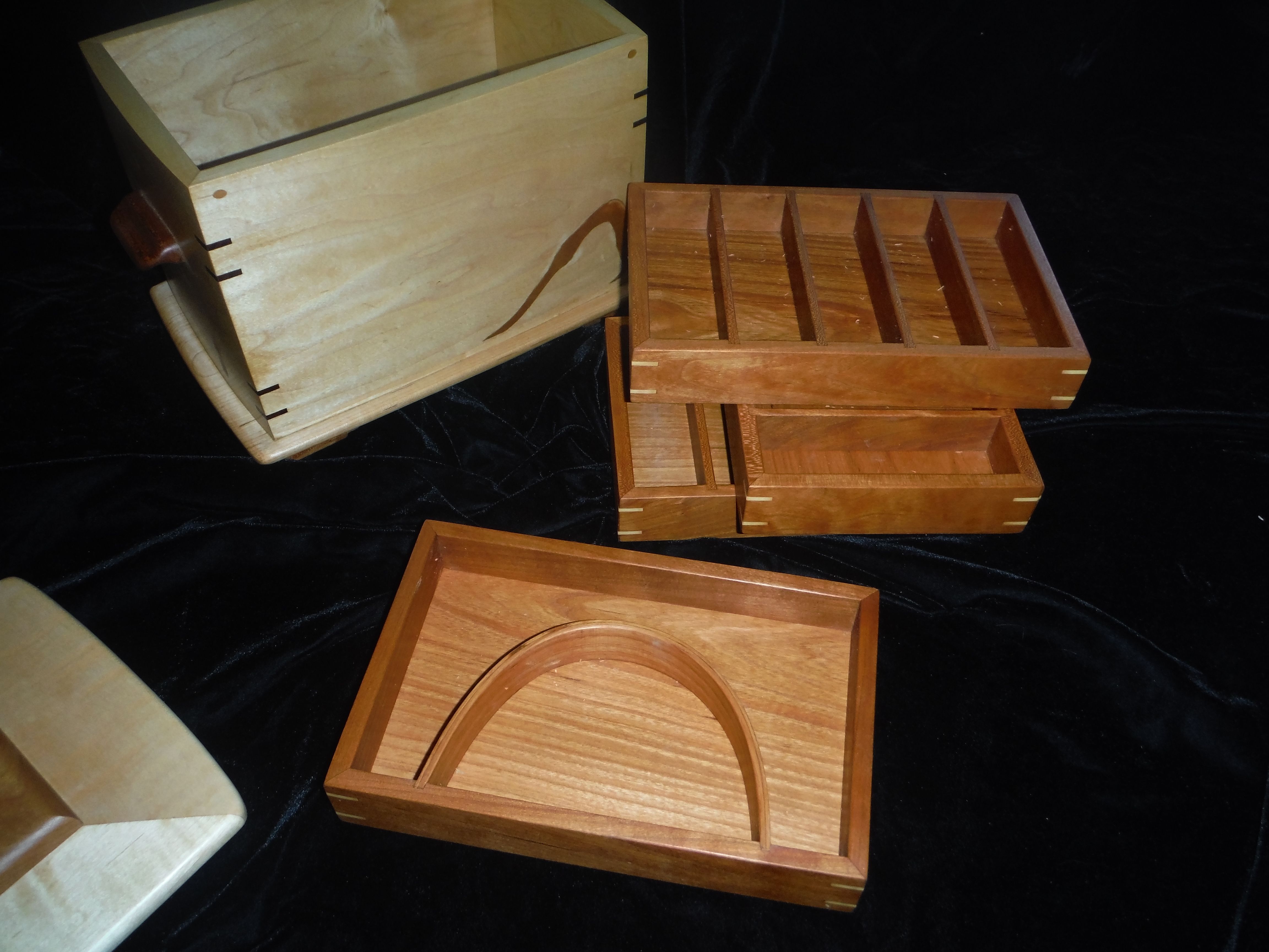 Buy Hand Made Maple Jewelry Box With Slotted Insert Trays, made to