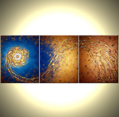 Custom Made Prints Of Original Contemporary Modern Abstract Gold Blue Metallic Painting-Star In The Night