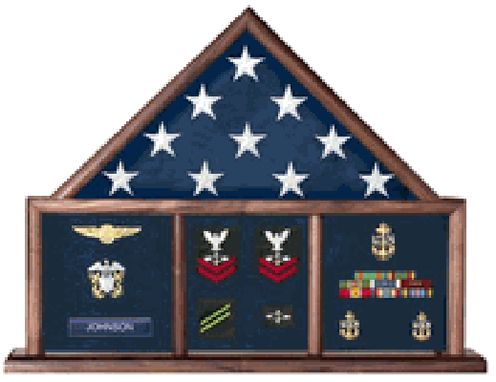 Custom Made Military 3 Bay Mantle Military Shadow Box