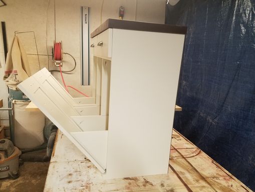 Custom Made Three Bin Tilt-Out Garbage Station