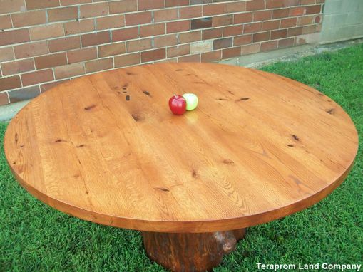 Custom Made 60" Oak Tree Stump Pedestal Dining Table