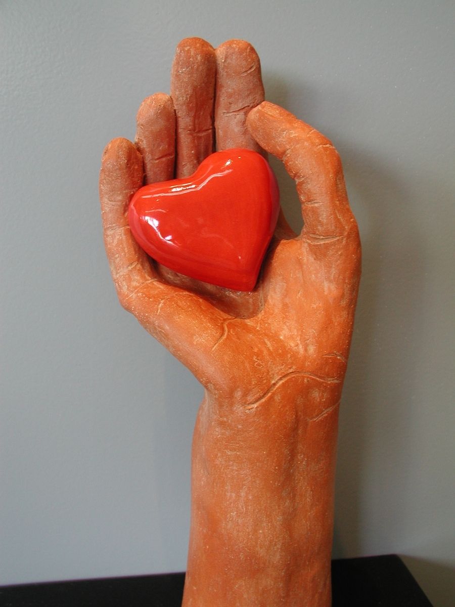 Custom Hand Sculpture -Holding My Heart by Odyssey Arts