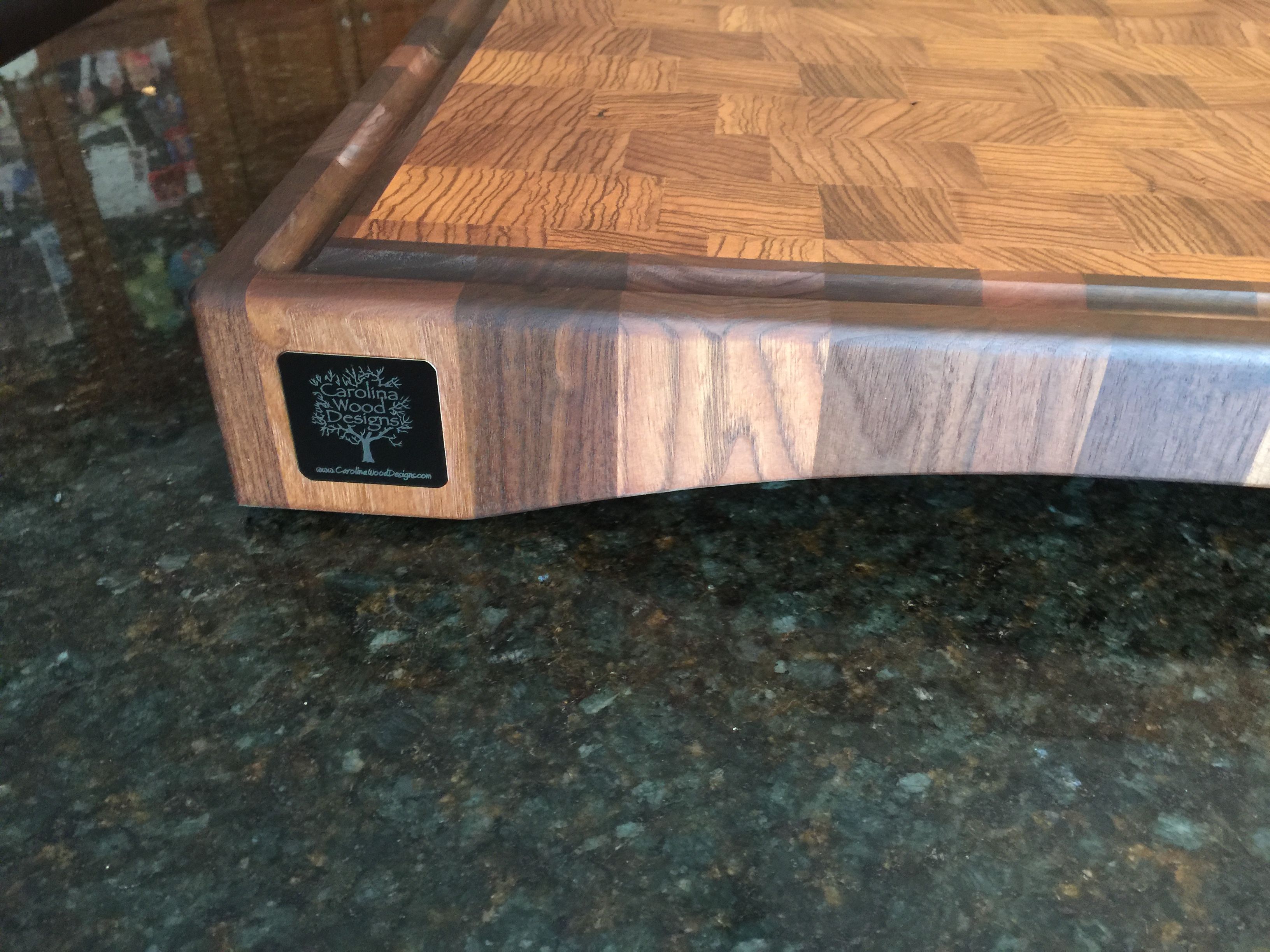 Hand Made Walnut And Zebrawood Xl Cutting Board by Carolina Wood