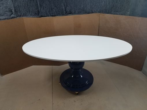 Custom Made Modern Oval Solid Wood Banquette Dining  Table