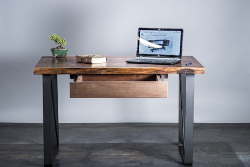 Custom Made Custom Live Edge Walnut Desk - Optional Drawer Or Shelf