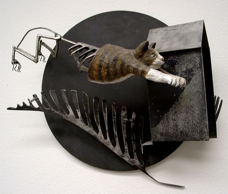 Custom Made Whimsical Flying Cat Sculpture