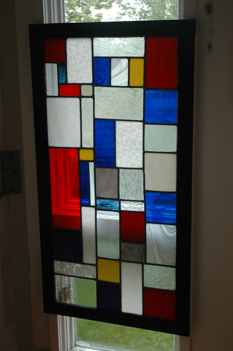 Handmade Mondrian Style Stained Glass Window by Custom Furniture By
