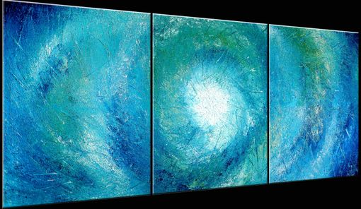 Custom Made Blue White Original Painting, Abstract Palette Knife Art, Impasto Storm Hurricane, Heavy Texture