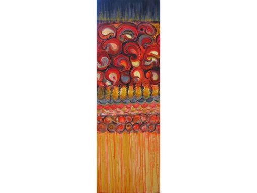 Custom Made Paisley Painting- Original Abstract 12"X36" Textured Painting Red Ochre Black