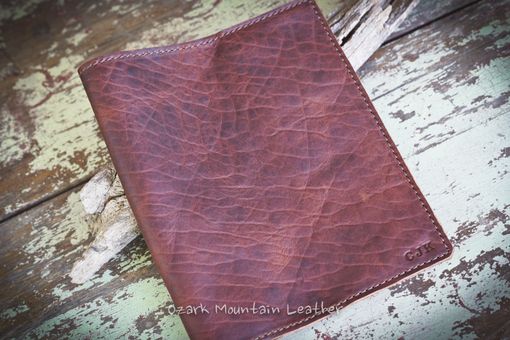 Custom Made Bison Leather Custom Book Or Bible Cover With Initials Or Name In Right Lower Corner