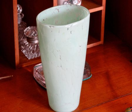 Custom Made Celadon Glass Vase Flat Sided