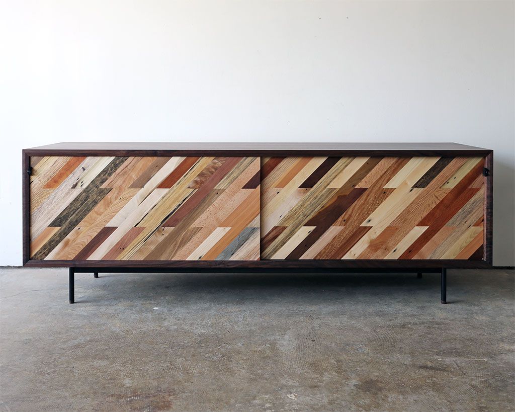 Hand Made Patterned Low Media Console by Bolster Furniture & Design
