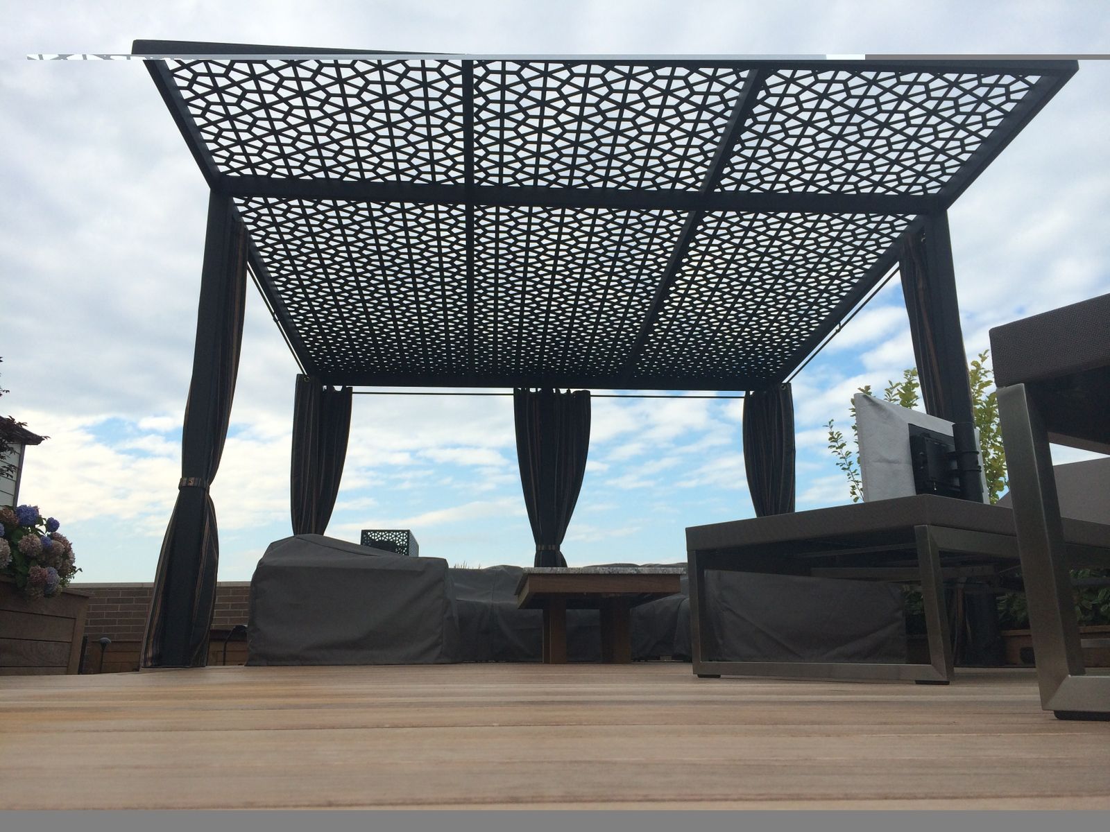 Handmade Aluminum Pergola Screening 20' X 20' Custom Design by