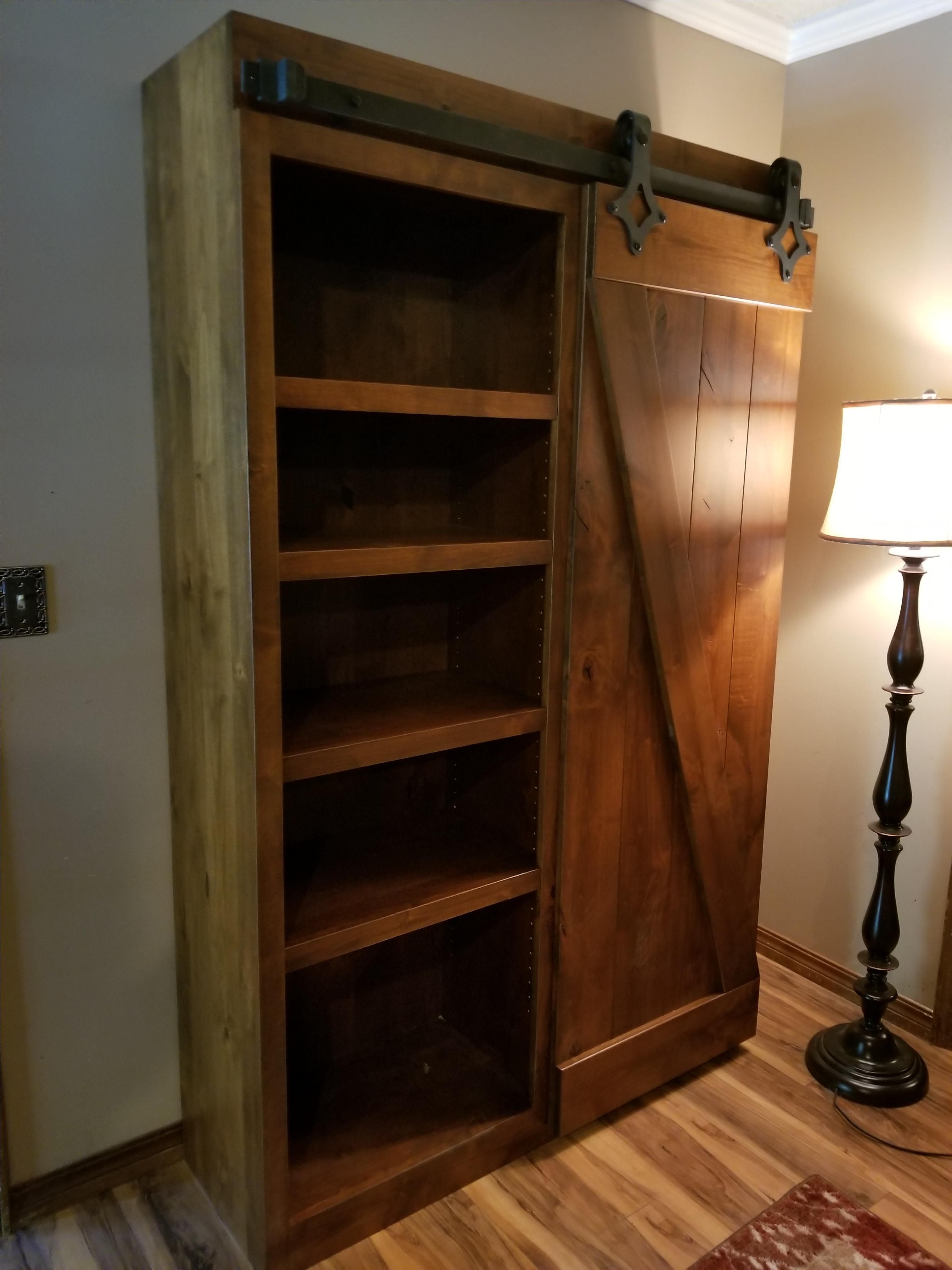 Hand Crafted Barn Door Bookcase Display by Kirk Kreations