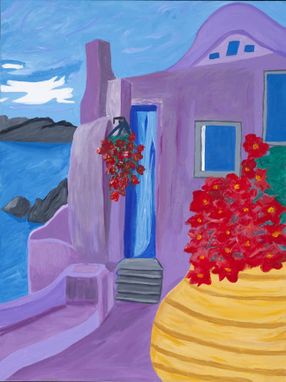 Custom Made Painting Of Santorini Greece