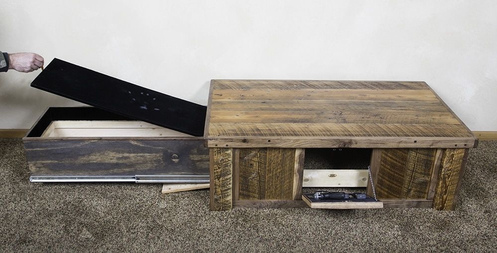 Hand Crafted Hidden Gun Barn Wood Coffee Table by Droptine Woodworks