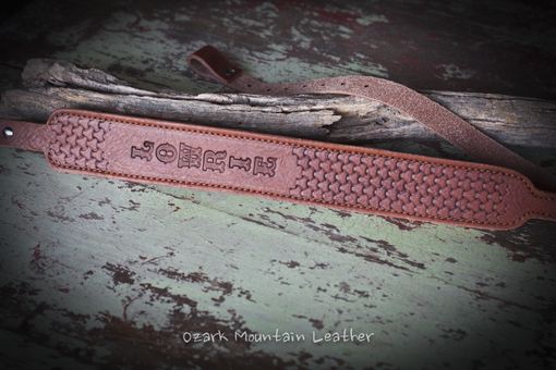 Custom Made Customized Leather Rifle Sling Brown With Hand Tooled Design Slim Style Lightly Padded