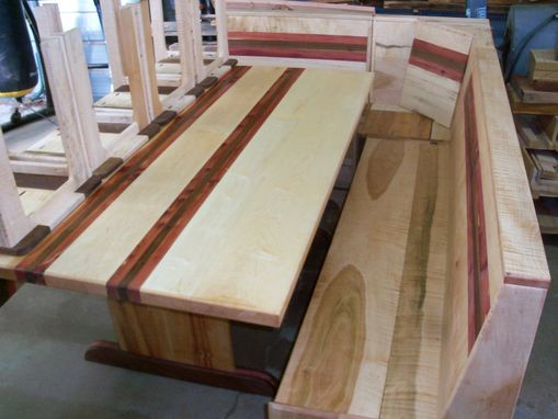 Custom Made Maple And Red Cedar Dining Set, Trestle Table, Bench Seating