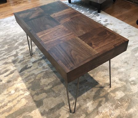 Custom Made Coffee, Accent Or End Table With  Inlaid Walnut And Hair Pin