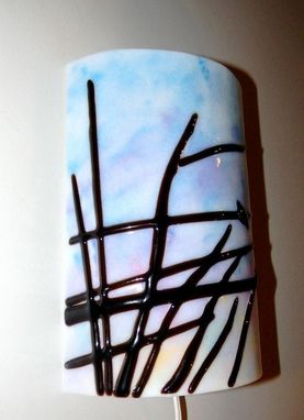 Custom Made Bird At Dawn - Fused Glass Wall Sconce